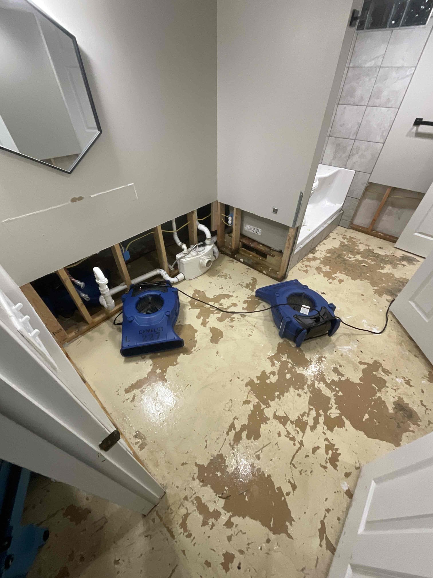 Bathroom dry out after sewage backup