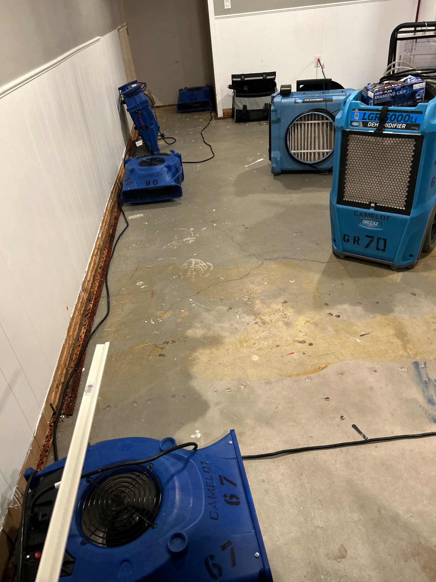 Drying out of basement after sewage backup