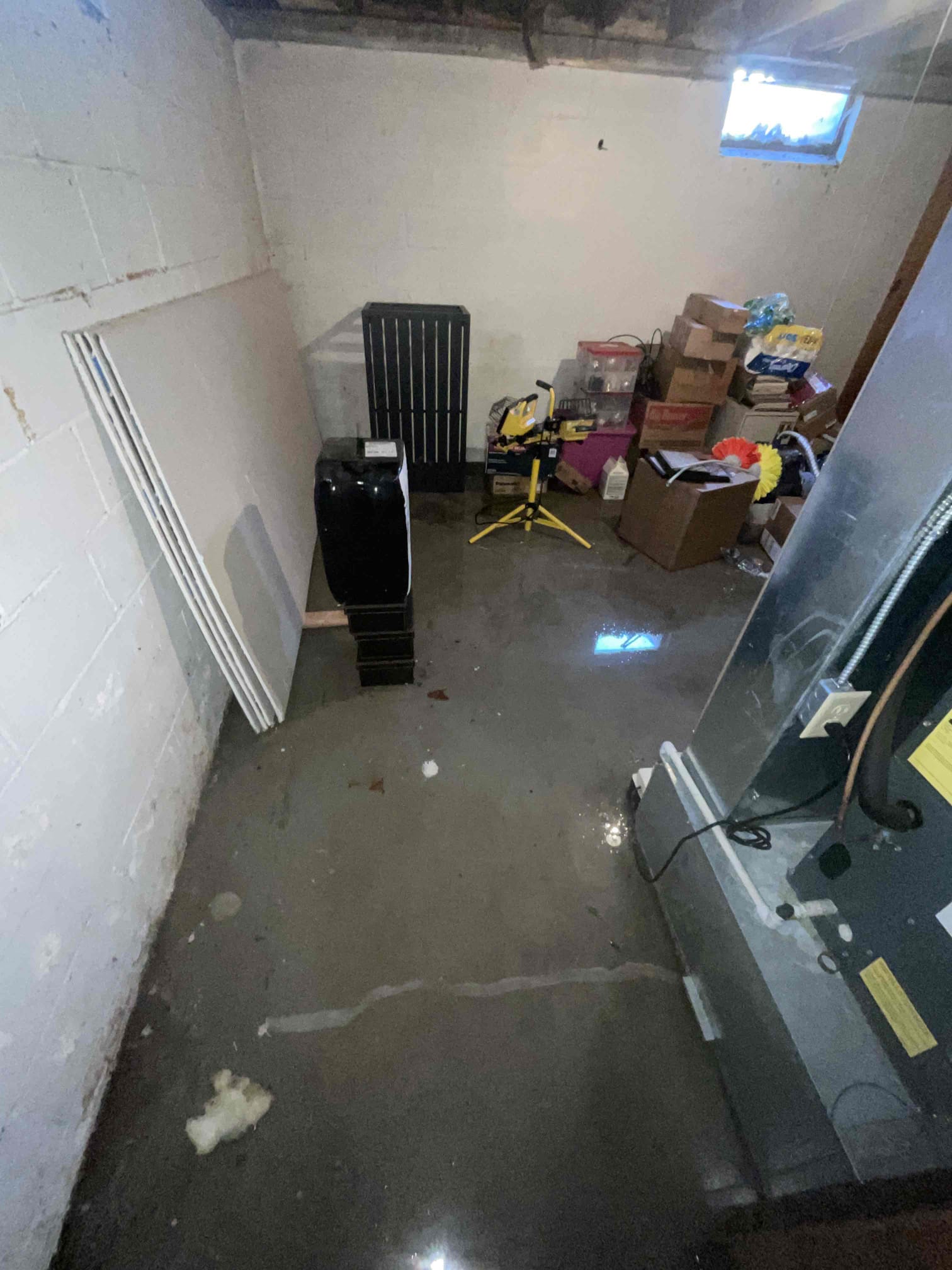 wet basement due to pipe burst