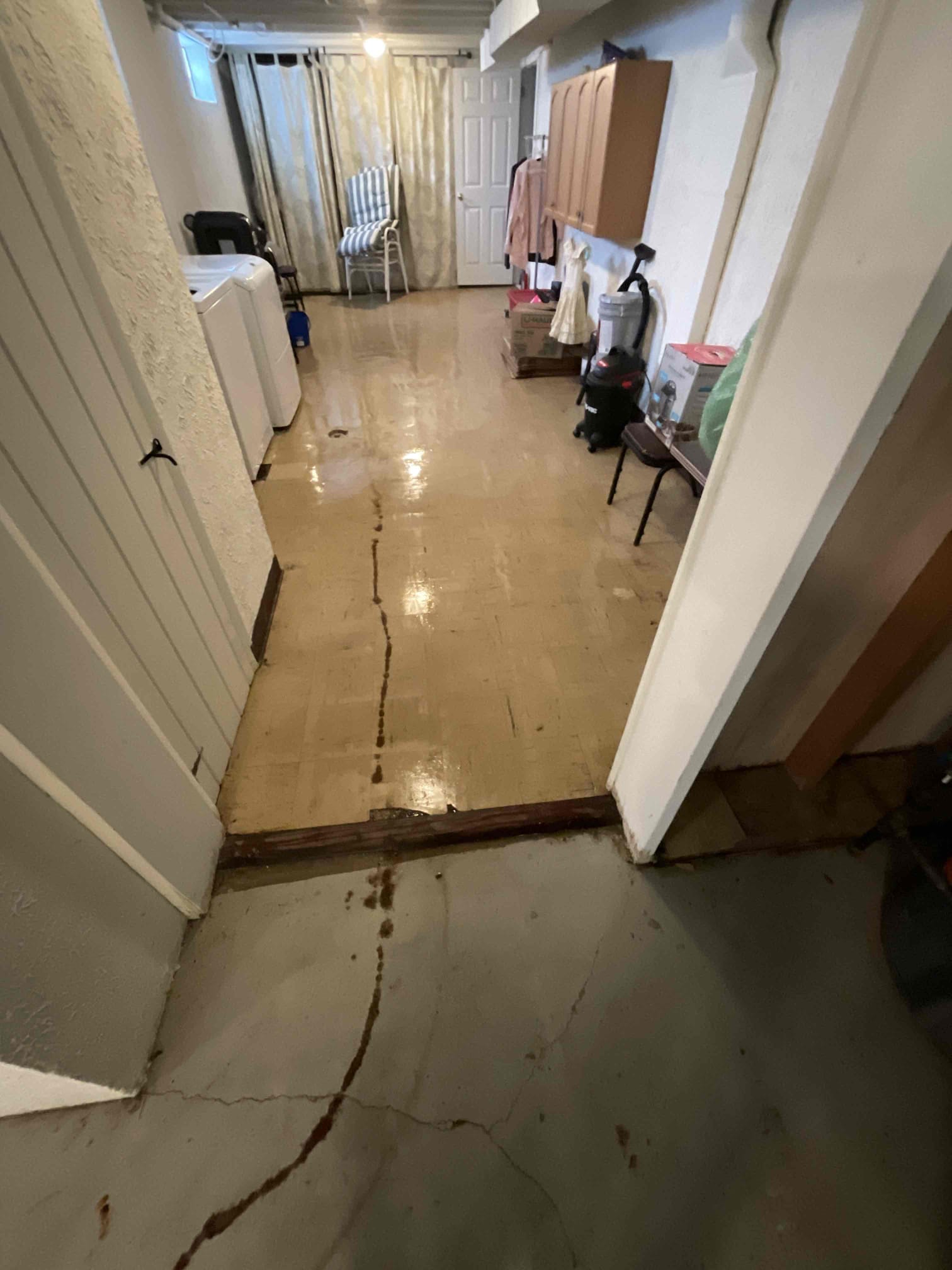 Wet floor due to sewage backup 