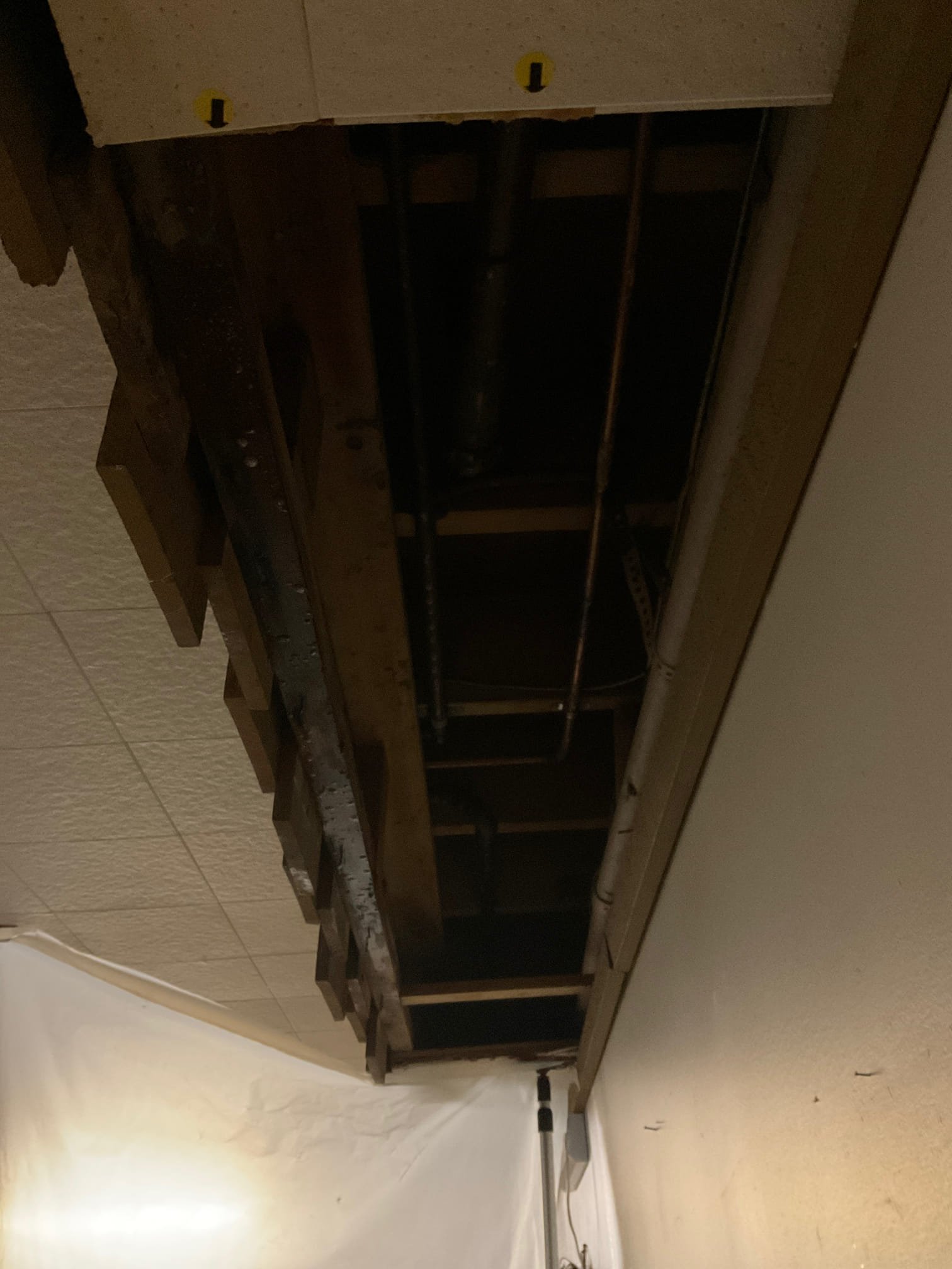 Removal of damaged ceiling from kitchen leak 