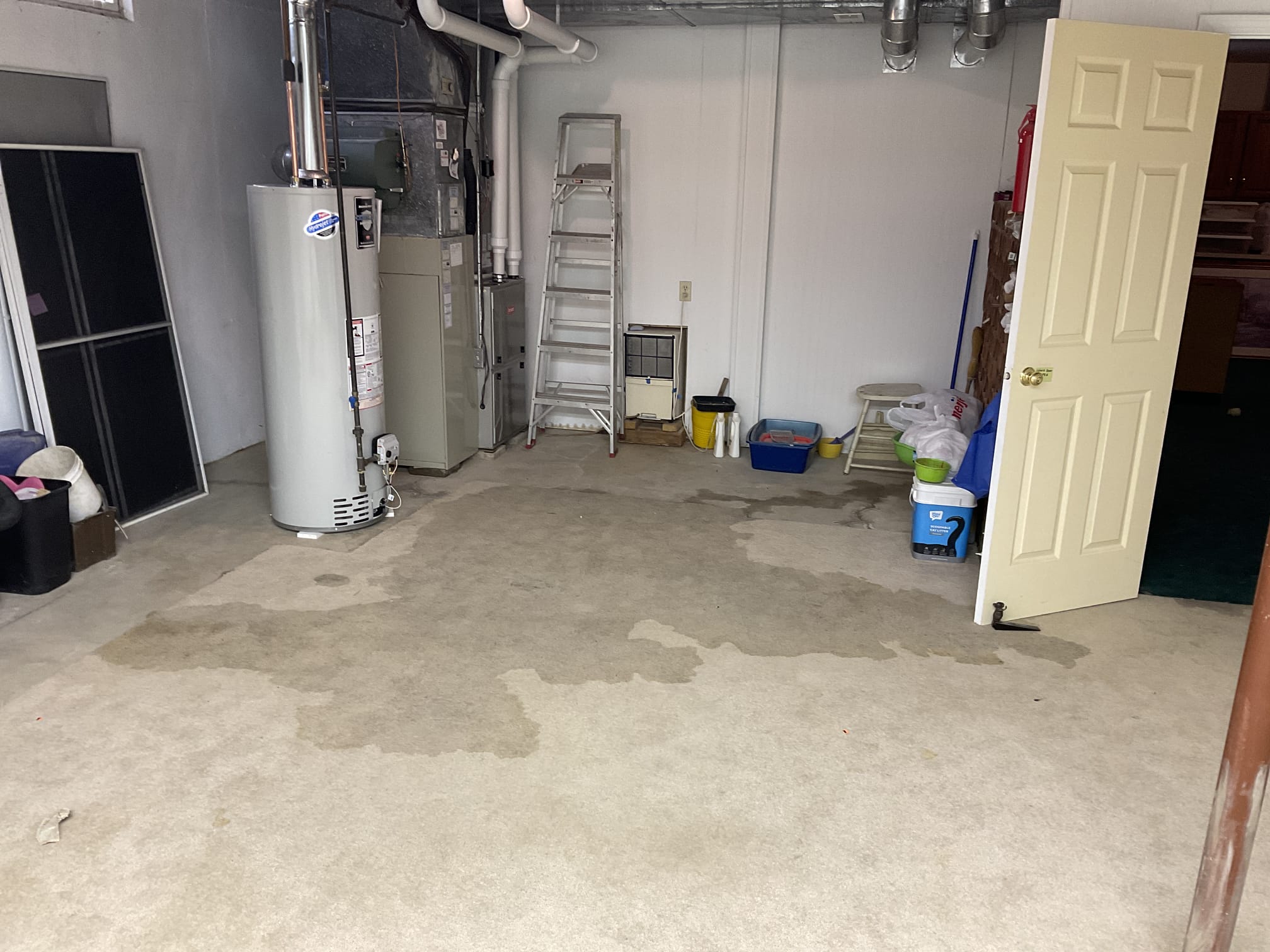 Wet carpet due to water heater leak